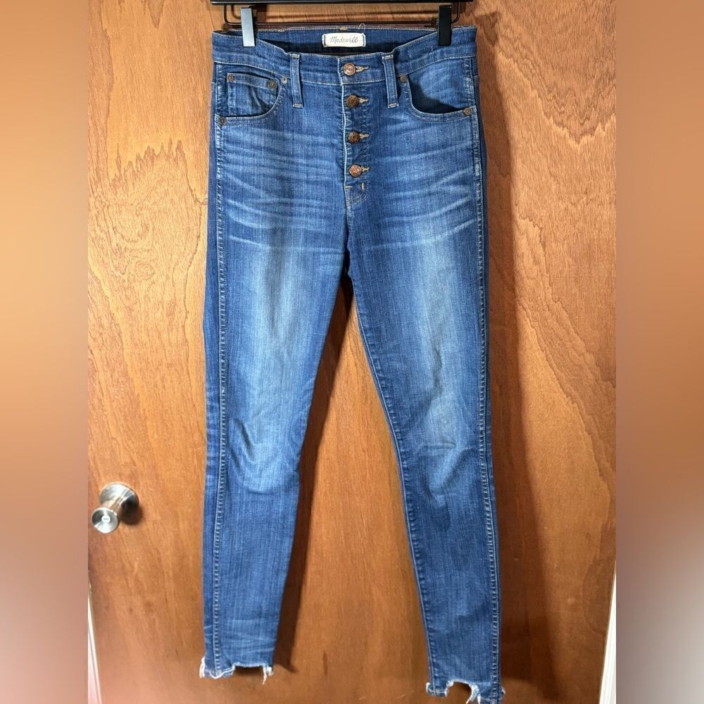 Madewell 10” High rise skinny raw hem button fly size 27t